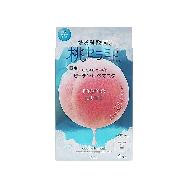 夏日限定沁涼蜜桃，冰涼使用感，潤澤保濕肌膚 果凍般材質緊密貼合肌膚，打造水潤彈力蜜桃美肌