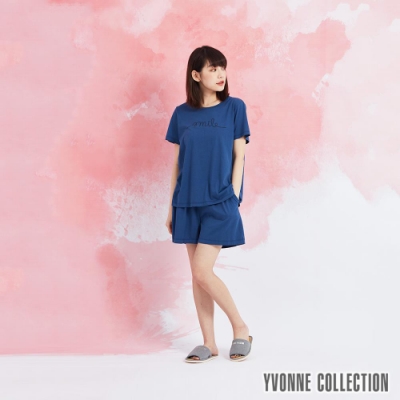 YVONNE 膠原美膚打褶短褲- 藍M