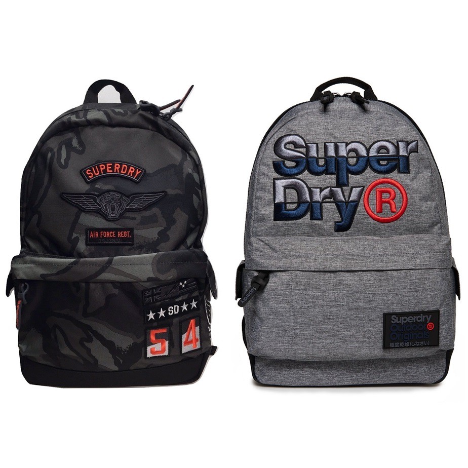 【現貨】Superdry 極度乾燥 限量熱賣登山包 大容量包包 迷彩軍裝風&經典時尚刺繡多功能男款後背包