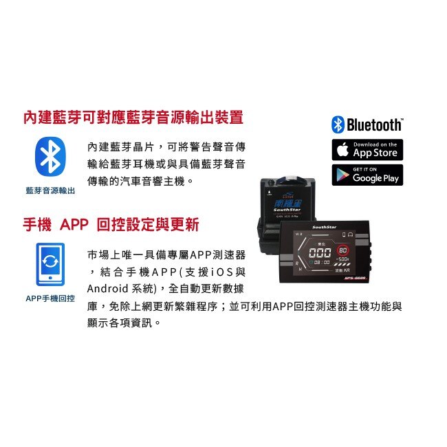 BuBu車用品 南極星 GPS-6688 APP 液晶彩屏分體測速【全頻機】液晶彩屏 手機 APP 回控設定與更新