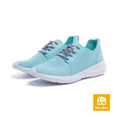 達芙妮DAPHNE ShoeBox系列 運動鞋-超纖布沖孔綁帶運動休閒鞋-淺藍