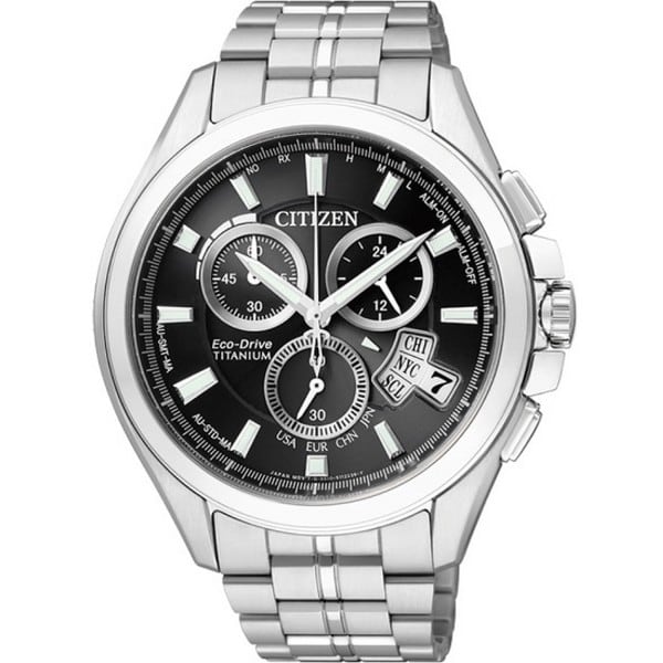 CITIZEN Eco-Drive 鈦金屬萬年曆電波男錶-黑(BY0051-55E)