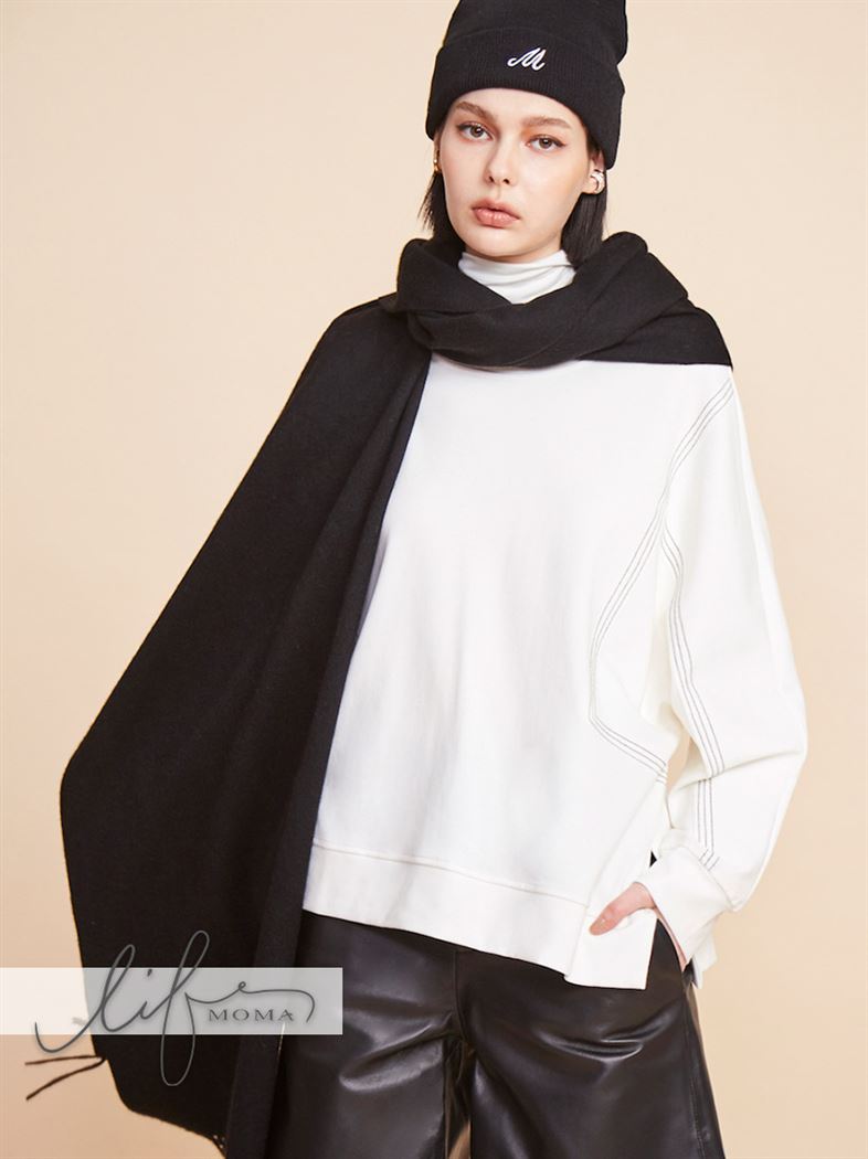 Life【客製刺繡】100%Cashmere保暖羊絨純色披巾-黑