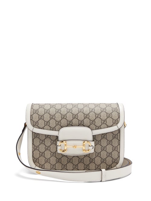 Gucci - 1955 Horsebit Gg Supreme Shoulder Bag - Womens - White Black