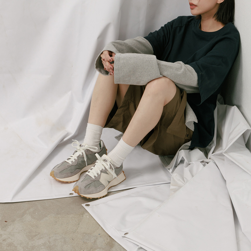 New Balance327拼接復古休閒鞋-石灰23-25.5