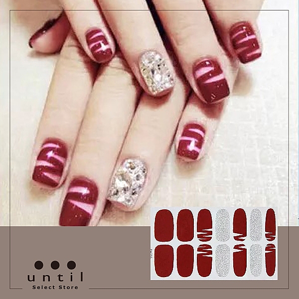 until巨星款氣勢單品~時尚狂人風格私藏n紅色系巨星彩帶亮粉透膚美甲貼