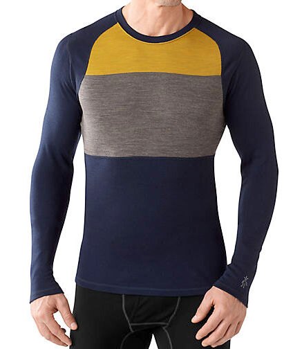 Smartwool/排汗衣/保暖/內搭衣/出國/旅遊/背包客/滑雪/聰明羊/美麗諾羊毛 圓領毛衣 SS657-092 藍黃色塊 男