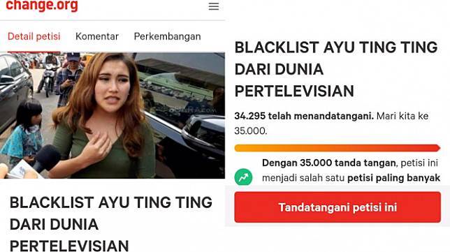 Petisi Blacklist Ayu Ting Ting Tembus 34 Ribu 