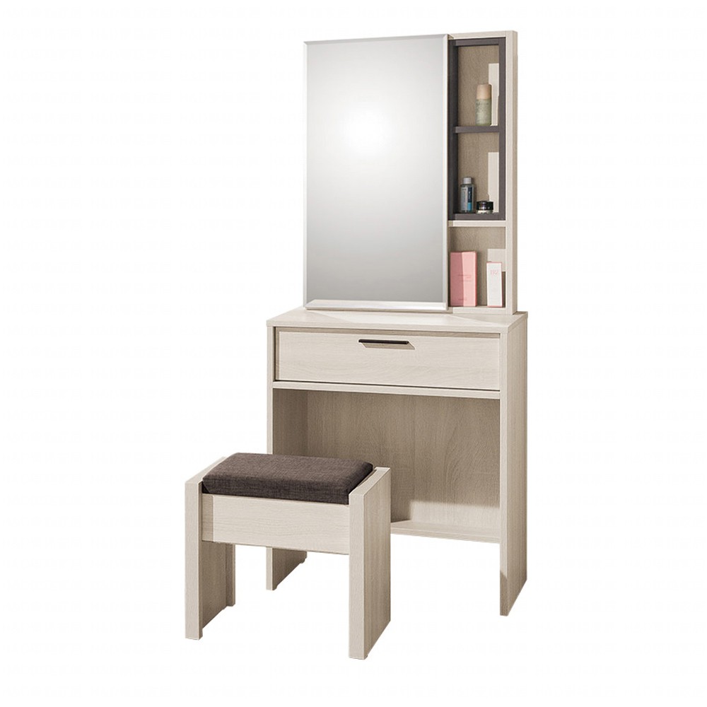 H&D 東稻家居︱柏納德2尺開門鏡台組【20JS1/120-6】#化妝台 #化妝鏡尺寸:寬60.5cm深40cm高154cm材質:正面、側板，桌面採用國際低甲醛木心板，表面採專利技術3D耐磨木紋同調浮