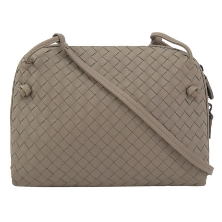 BOTTEGA VENETA 專櫃商品 245354 手工編織小羊皮斜背包.大象灰