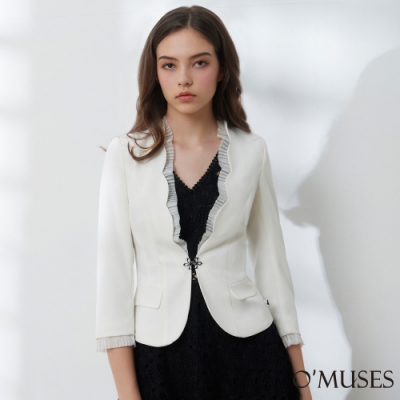 OMUSES V領波紋拼接蕾絲西裝外套