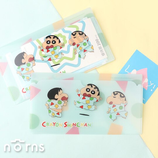 小禮堂 蠟筆小新 塑膠口罩夾 口罩包 口罩套 口罩收納 (綠 睡衣)