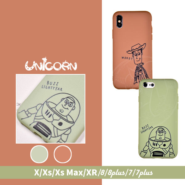 -好友-黑線條胡迪&巴斯 全包軟殼 保護殼 iphone XS Max XR X XS 8 8plus 7 7plus Unicorn手機殼