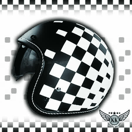 【KK 806 J1 格子墨鏡騎士帽】3/4罩│內置型遮陽鏡片│車縫線邊條│半罩復古帽│機車│台灣製造