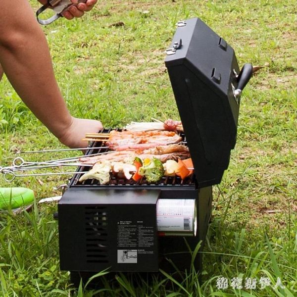 戶外便攜式車載野餐燒烤爐家用卡式爐丁烷燃氣小型燒烤架燜烤爐PH3526【棉花糖伊人】