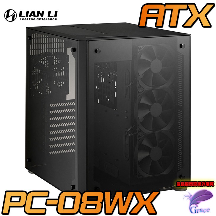 產品規格● 型號：PC-O8WX ● 機殼類型：Mid Chassis● 尺寸：(W) 341mm x (H) 428mm x (D) 404mm● 顏色：Black ● 面板材質：強化玻璃● 側板材