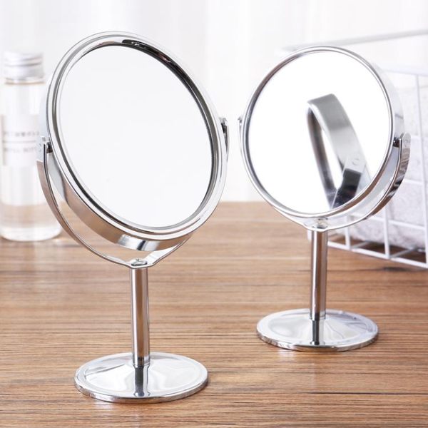 隨身化妝鏡 歐式雙面放大台式旋轉美容小鏡子 便攜隨身化妝鏡小號高清梳妝鏡 美物居家館