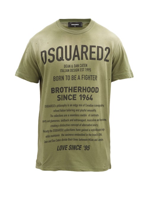 Dsquared2 - The black logo print that emblazons DSquared²'s olive-green T-shirt commemorates the lab