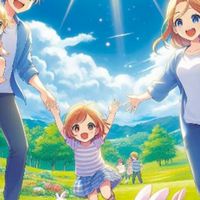 ウサギと遊ぼう楽しい家族