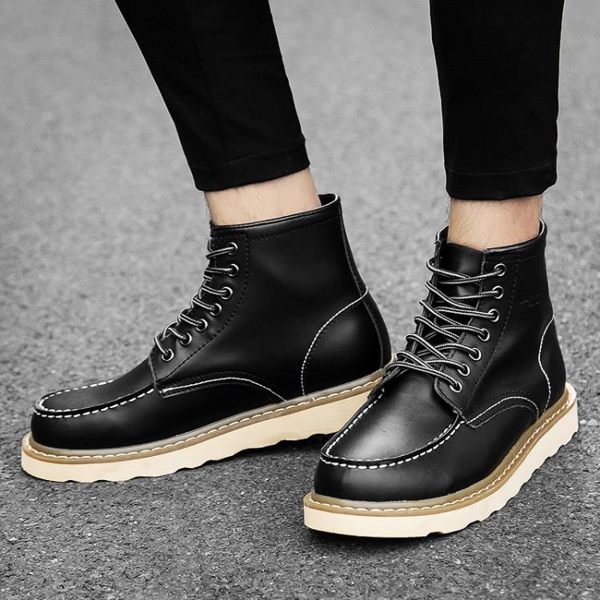 618大促春季休閑工裝靴男馬丁鞋高幫英倫潮男靴子增高短靴透氣百搭單皮鞋