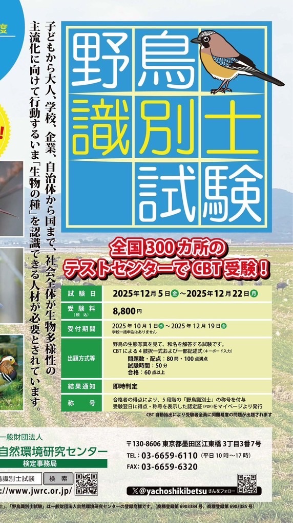 野鳥識別士を受ける人！