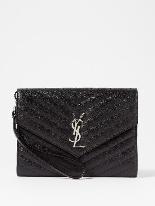 Saint Laurent - Cassandre Quilted-leather Clutch - Womens - Black