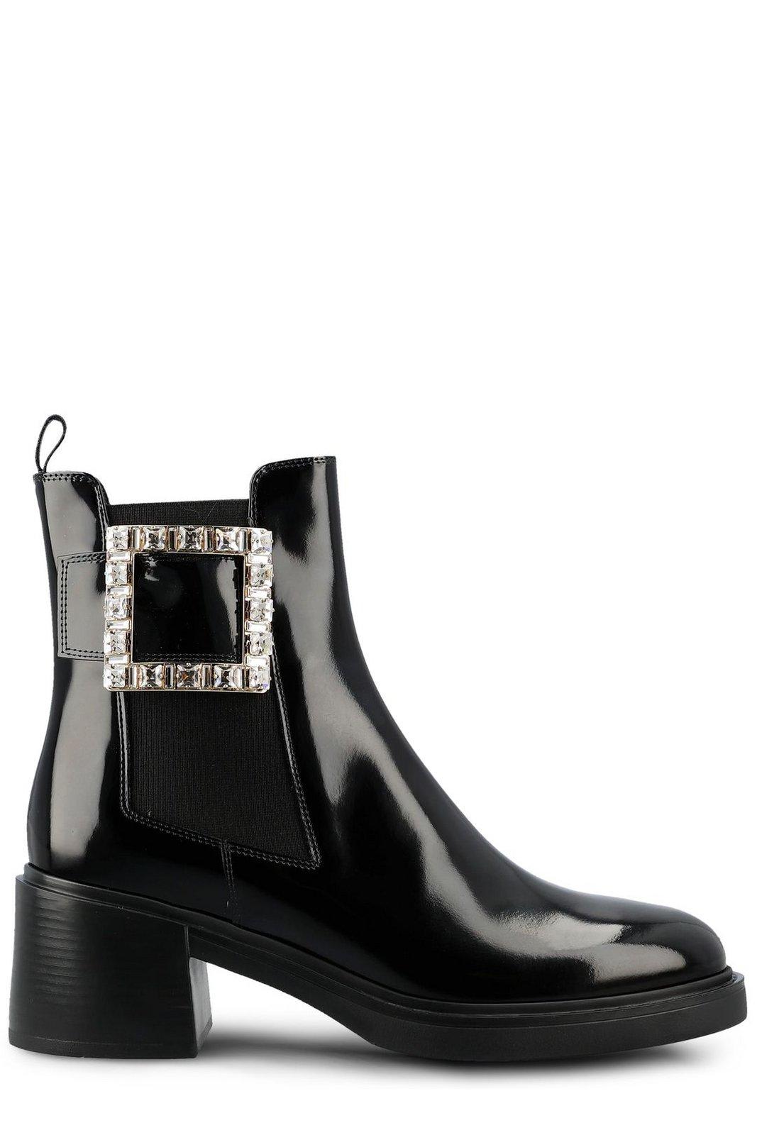 Roger Vivier Viv Rangers Embellished Buckle Chelsea Ankle Boots