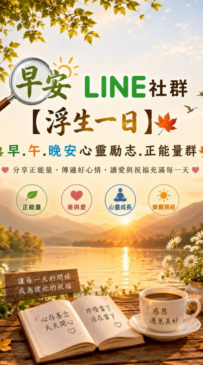 🔍 早安LINE社群【浮生一日】早.午.晚安心靈勵志.正能量群🍁