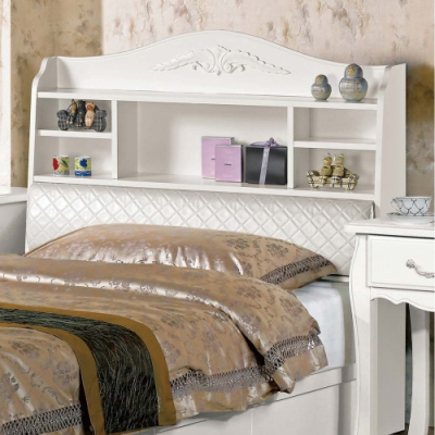 防蛀木心板+法式白色系 可掀式床枕板＋內＆外開放層格 柔纖ＰＵ皮革＋高密度三層泡棉 專人送到府服務，免組裝免運費