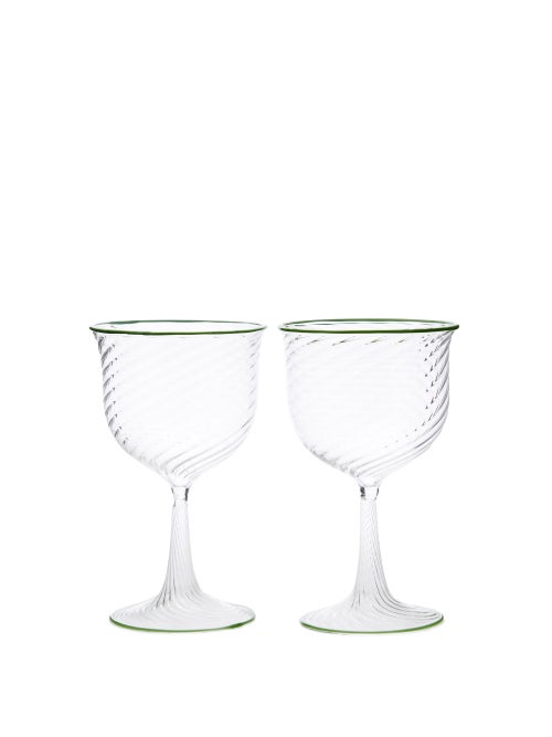 Campbell-Rey - These green Cosima set of two wine glasses are designed in collaboration with expert 