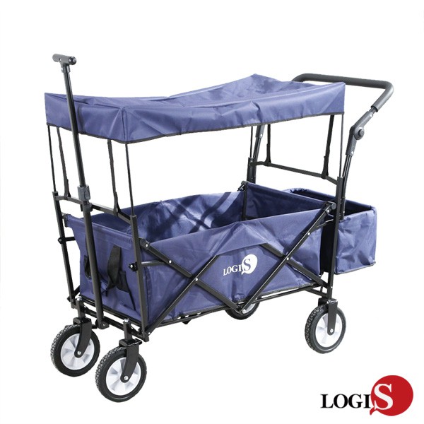 LOGIS 美式推車 LV168-BL 購物拖車寵物野餐超市釣魚買菜 露營 郊遊 遛狗 折疊便攜 推拉車 搬貨車 拖車
