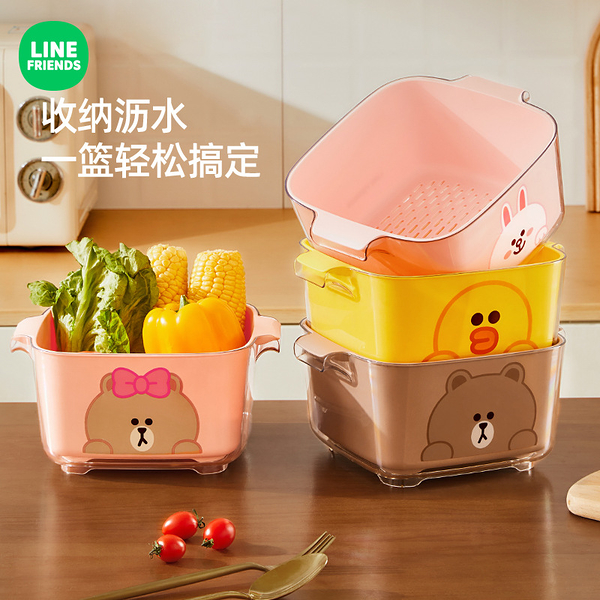 ⭐ LINE FRIENDS 洗菜盆 瀝水 洗水果 洗蔬菜 瀝水籃 BROWN 熊大 SALLY 莎莉 CONY 兔兔