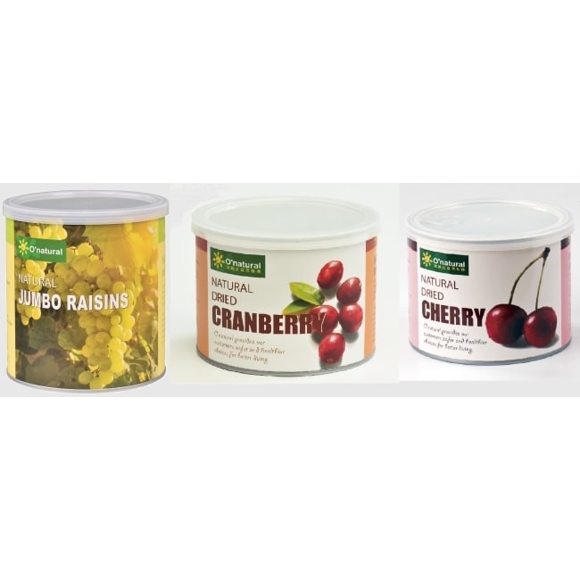 O’natural歐納丘美國加州藤掛葡萄乾、整顆櫻桃乾、整顆蔓越莓乾