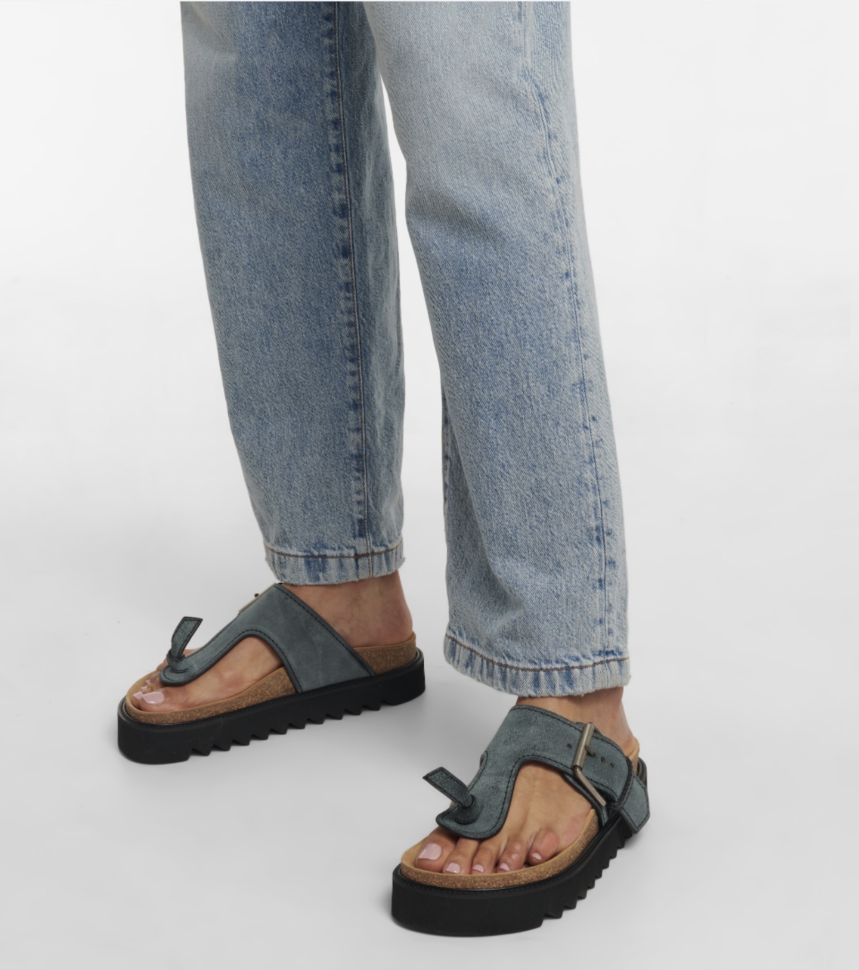 ACNE STUDIOS Suede platform thong sandals
