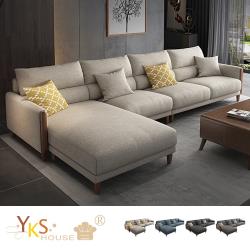 ◎透氣棉麻布|◎獨立筒座墊|◎左右型可變換品牌:YKSHOUSE類型:L型沙發尺寸:長280cmx深174cmx高98cm/座高38cm/座深55cm(詳如尺寸表)主材質:布質材質說明:棉麻布、連結式
