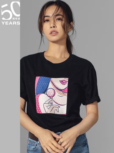 蔡依林同款男女同款情侶裝全棉時尚印花短袖T恤