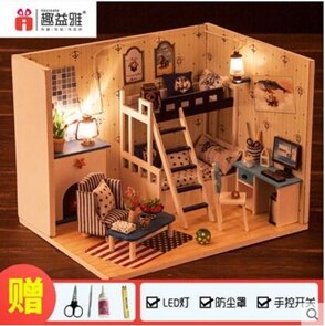 diy小屋手工制作迷你公主小房子模型拼裝別墅玩具創意生日禮物女