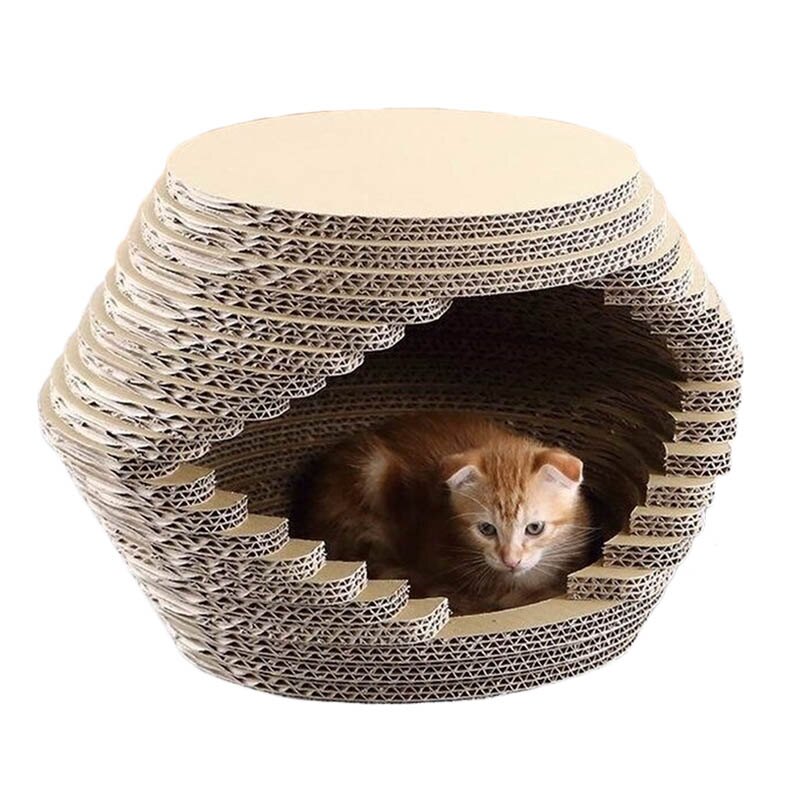 貓抓板 愛斯基摩雪屋 台灣製造 ★贈逗貓棒1支+貓薄荷粉1包★ 貓窩 貓屋 貓磨爪 貓床 瓦楞紙抓板 618購物節