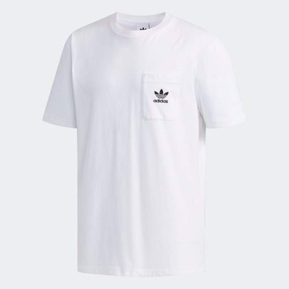ADIDAS ORIGINALS 白 口袋 黑刺繡LOGO 短袖T 男 (布魯克林) 2019/05月 DX4208