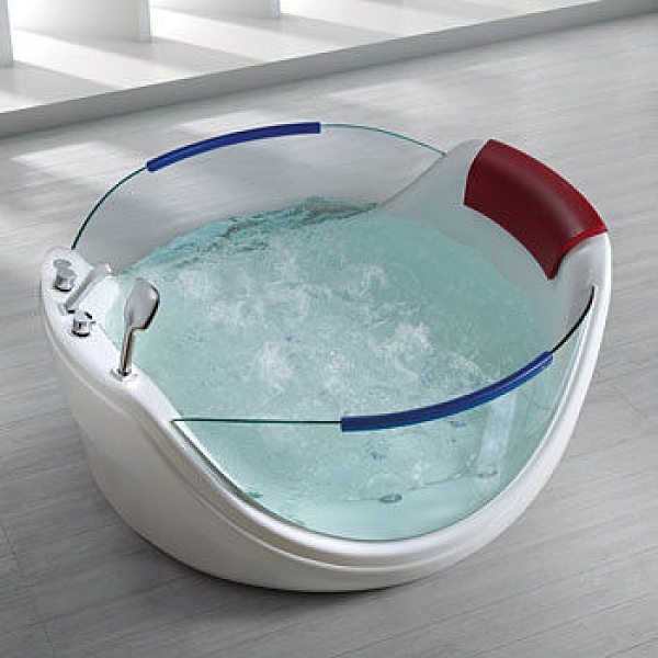 【麗室衛浴】BATHTUB WORLD 獨家擁有獨立型 豪華透明按摩浴缸 7085 多種出水按摩方式