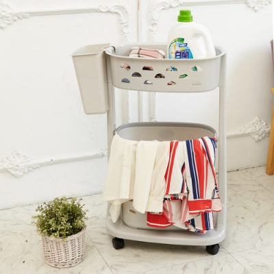 H&R安室家 可移式上下雙層洗衣籃-BNF22