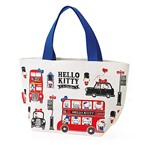 Sanrio HELLO KITTY帆布便當提袋(英倫家族)★funbox★SKATER_S44606