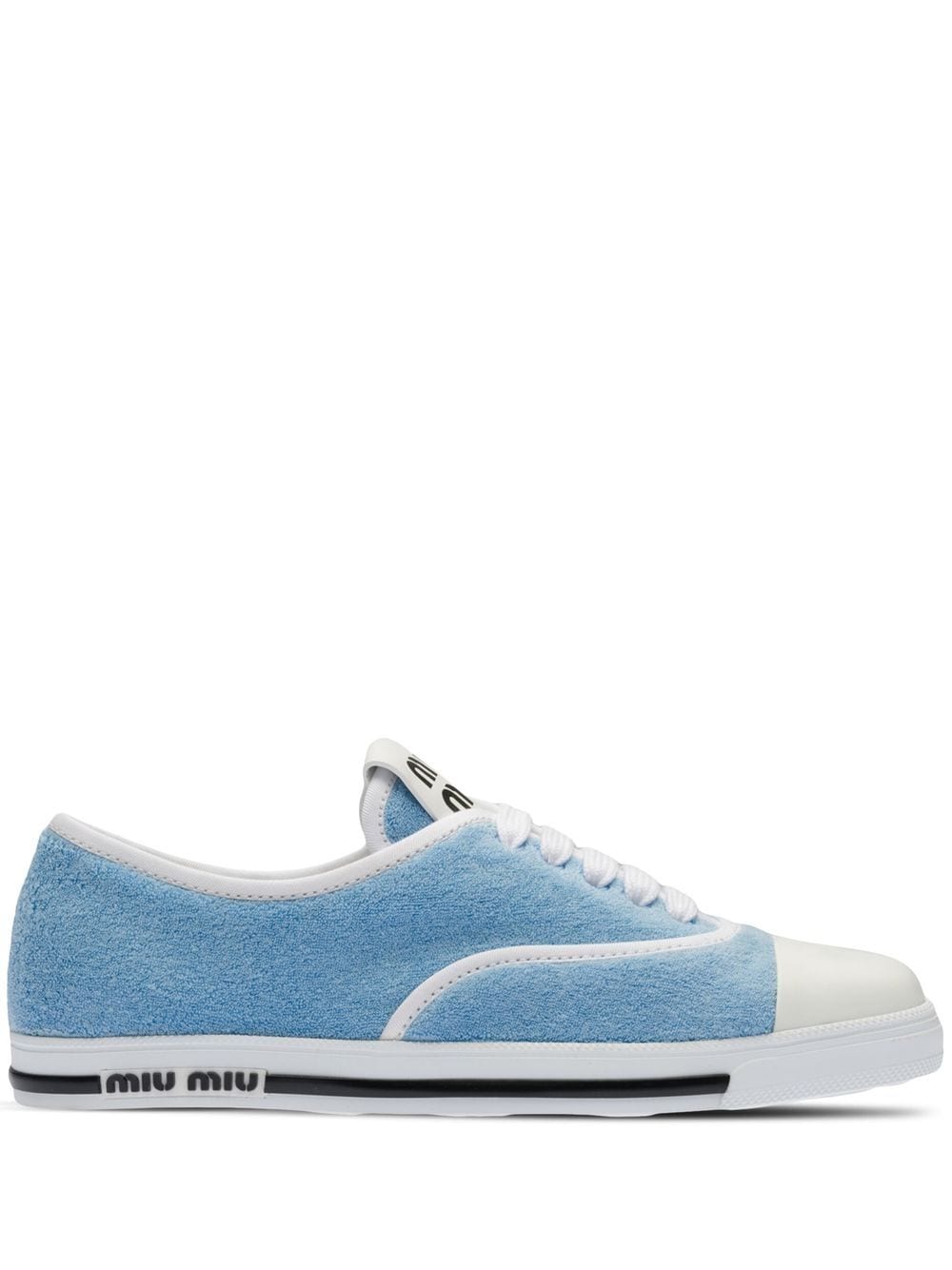 Miu Miu - Terry cloth low-top sneakers - women - Rubber/Fabric/Fabric/Leather - 39.5 - Blue