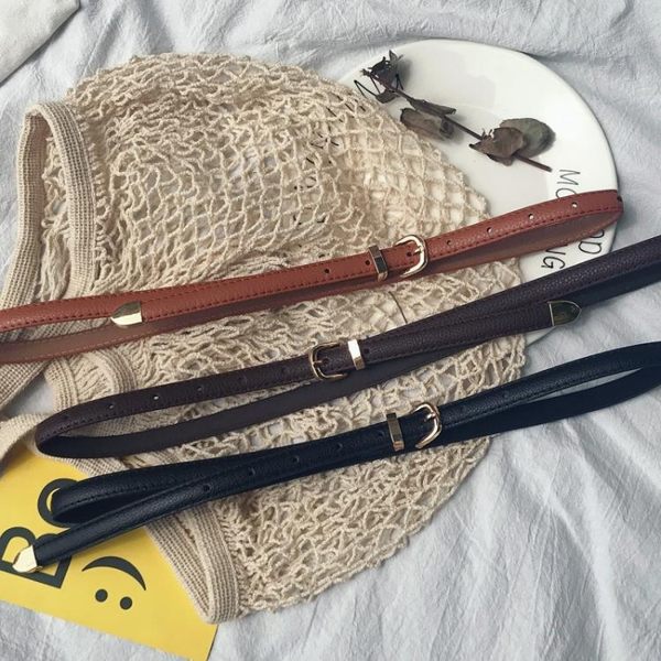 2019春秋季爆款PU皮小皮帶針扣甜美女士百搭打結搭配細腰帶短褲女 夢幻衣都