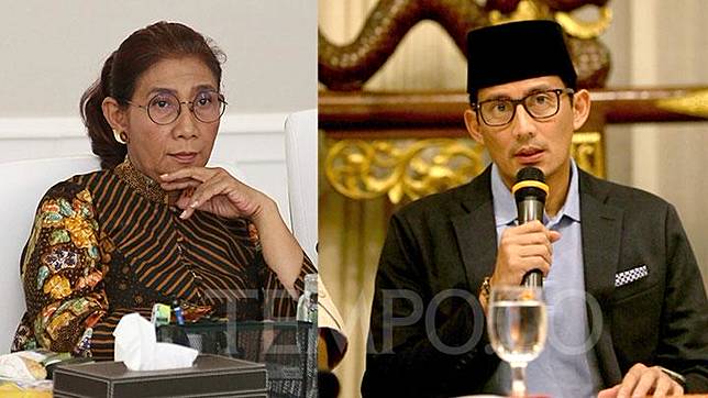 Susi Pudjiastuti dan Sandiaga Uno. TEMPO/M Taufan Rengganis