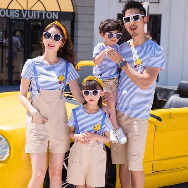 ★甜蜜蜜親子裝★韓版JX-S9011★《條紋小狗-藍色》短袖親子裝♥情侶裝