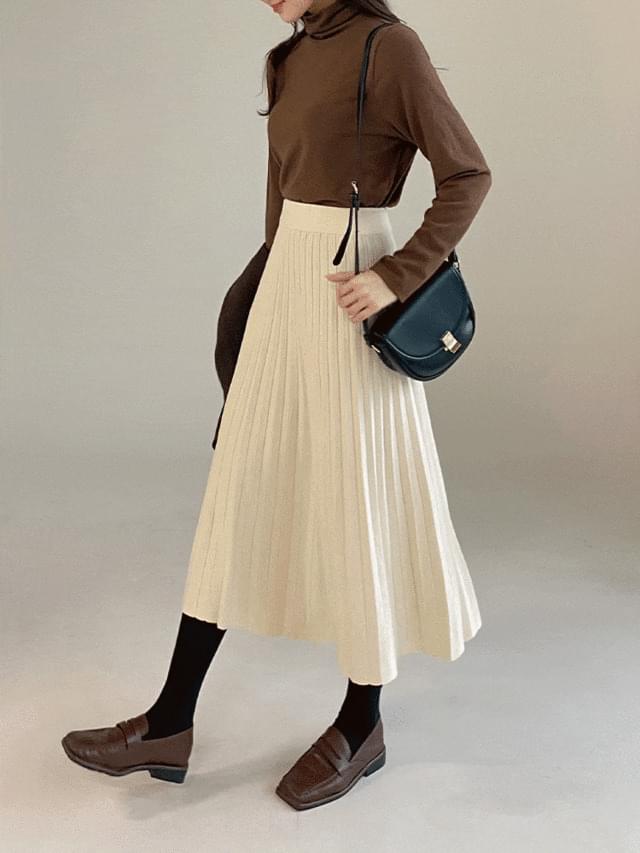 韓國空運 - Big Size 26-36 Inch Moomin Flare Pleated Knitwear Long Skirt 裙子