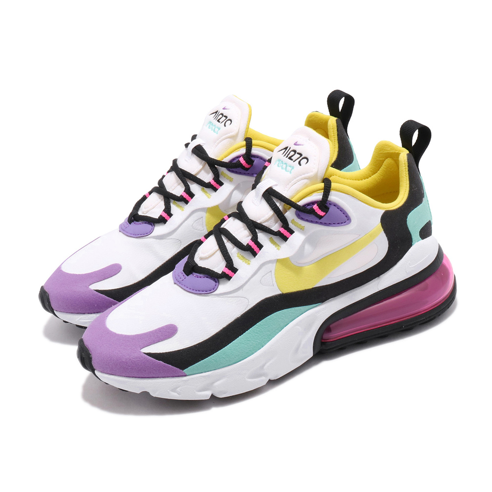 NIKE 休閒鞋 Air Max 270 React 女鞋 輕量 舒適 避震 氣墊 球鞋 穿搭 推薦 白 彩 [AT6174-101]