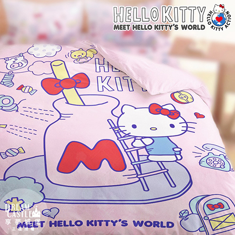 【享夢城堡】雙人冬夏兩用被套6x7-HELLO KITTY 世界-粉