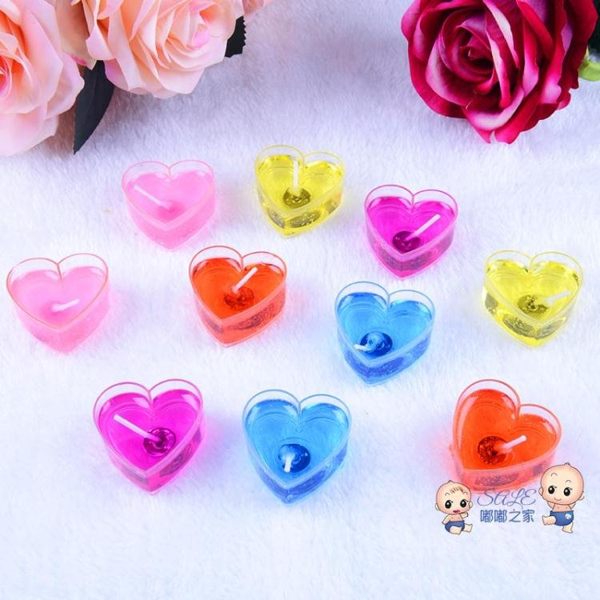 蠟燭 心形果凍無煙蠟燭浪漫求婚生日表白創意布置愛心燭光晚餐情人節 9色